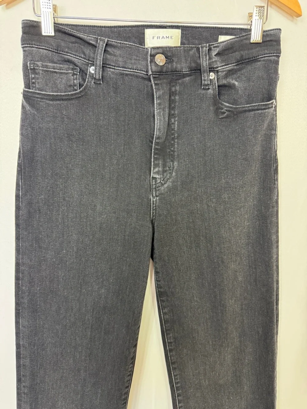 Frame Le Sleek High Waist Ankle Straight‎ Leg Jeans Size 29 Black Wash Meteor